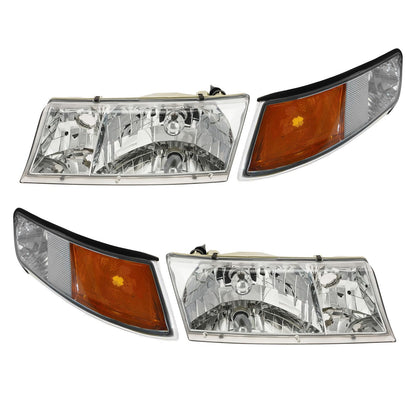 TRQ Headlight Assembly Set for 1998-2002 Mercury Grand Marquis, Driver & Passenger Side, Model LKA87005