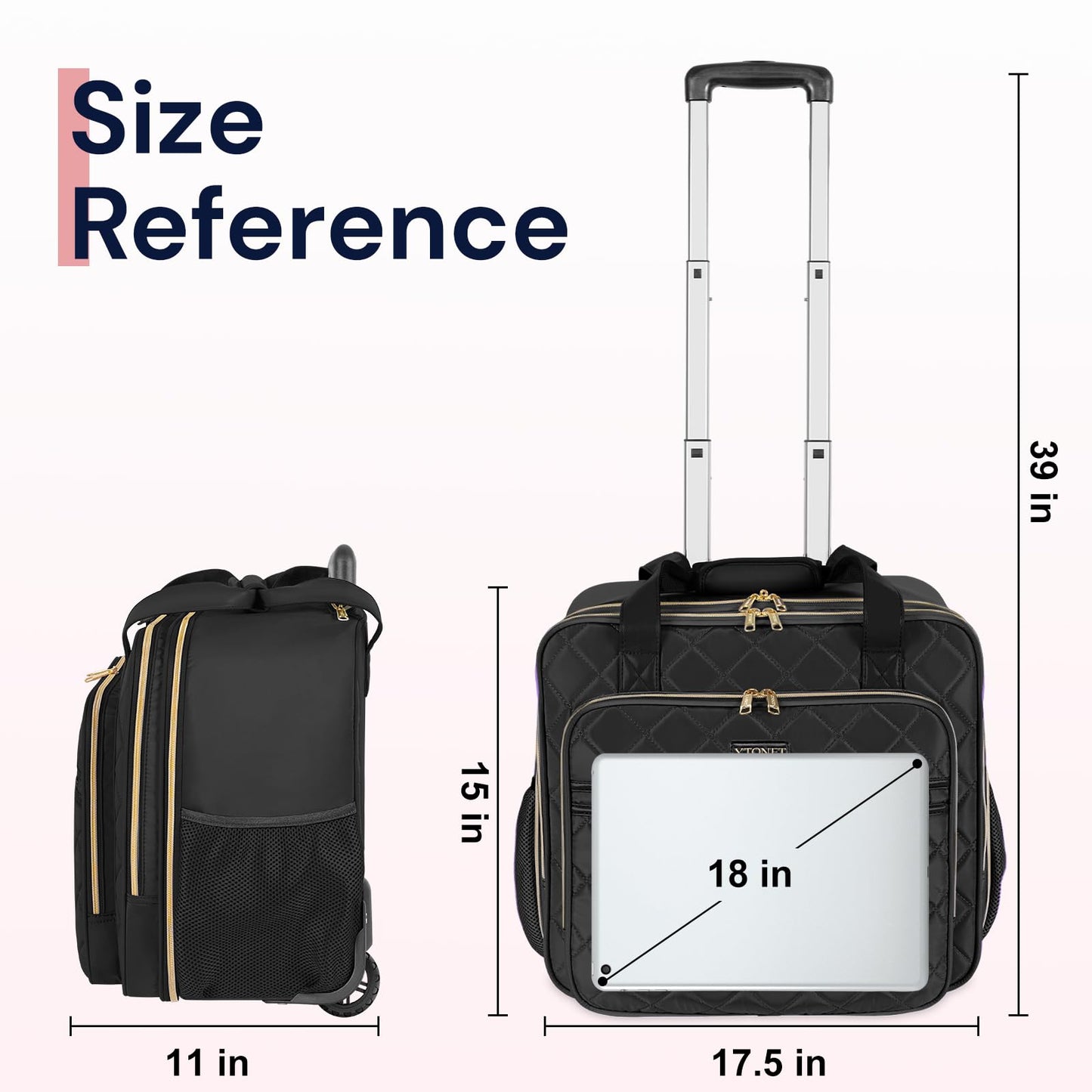 Ytonet Rolling Briefcase for Women, Extra Large Rolling Laptop Bag Fits 18 Inch Laptop, Computer Bag with wheels for Work Travel College Business Overnight Wife Mom Teacher, Black Brown
