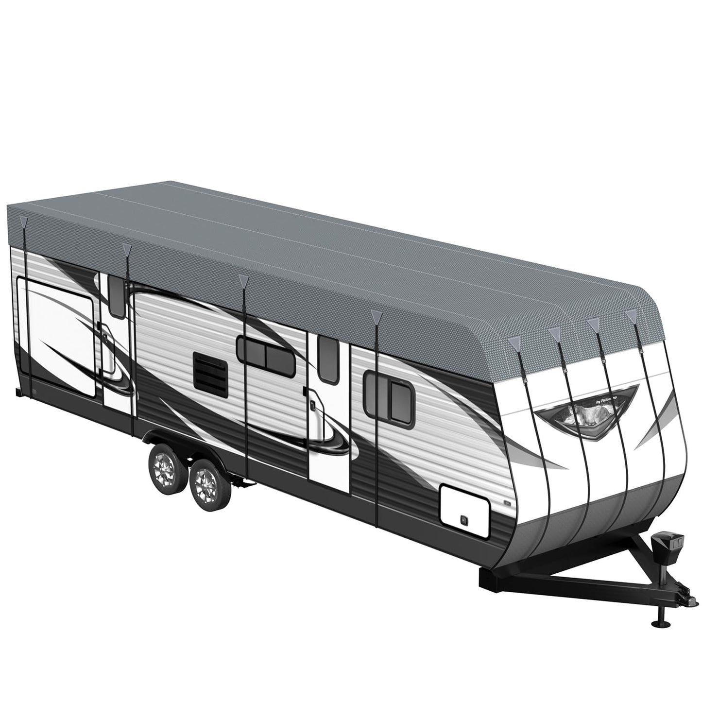 Heavy Duty RV Roof Cover - Waterproof Top Tarp Roof Only for Travel Trailer, 5th Wheel, Truck Camper & Class A B C Motorhome, Winter UV Snow Weather Protection, Gray, 27.9 x 12.5ft