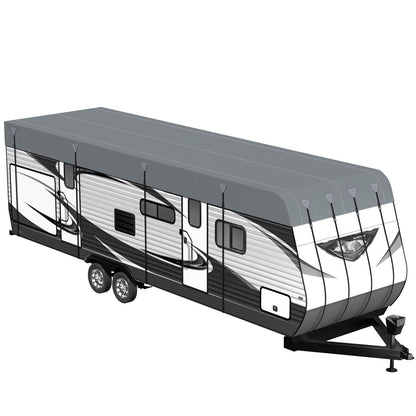 Heavy Duty RV Roof Cover - Waterproof Top Tarp Roof Only for Travel Trailer, 5th Wheel, Truck Camper & Class A B C Motorhome, Winter UV Snow Weather Protection, Gray, 27.9 x 12.5ft