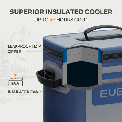 EVERFUN Soft Cooler 30 Can, Portable 24qt Insulated Small Cooling Lunch Box for Men and Women, Leakproof Ice Chest Bag for Travel, Beach, Camping, Boating, Fishing, Tailgating, Work and Picnic