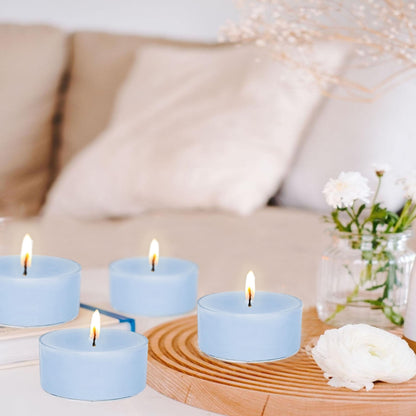 Blue Tea Lights Set of 24, Handmade Tealight Candles with Bluebell Scent, Long Burning Tea Candles, Tealights for Wedding Party Home Spa Decor Gift