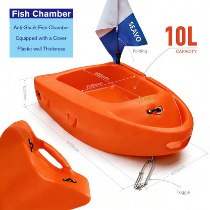 AUSLEE SEAVO Spearfishing Float Boat with Carry Straps Fishing Dive Float Buoy Spearfishing Buoy Snorkeling Freediving (Orange)