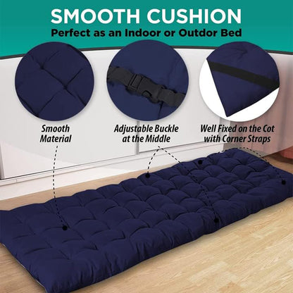 ZONETECH Camping Cot Pads Mattress - Premium Quality Outdoor Comfortable Thicker Cotton for Sleeping Lightweight Waterproof Bottom for Adult, Kid 4- Pack