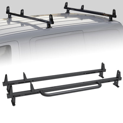 Universal 2 Bars Roof Ladder Rack 700 LBS Capacity Utility Adjustable Cross Bar with Stopper for Van Without Rain Gutter Fit for Kayak Canoe Ladder Lumber Pipes Cargo Carrier Accessories