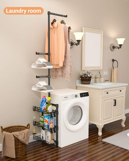 steelhooyee Expandable Over The Toilet Storage Rack and Over the Washer and Dryer Storage Shelf