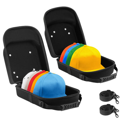 Epesoware Pack of 2 Hat Travel Hard Cases for Baseball Caps - Favorable Hat Storage Organizer with Carrying Handle, Shoulder Strap and Luggage Strap, Protect Up to 10 Hats for Travel Home
