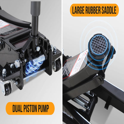 APlusLift FE400B 4 Ton Lower Profile Steel Racing Floor Jack with Dual Pistons Quick Lift Pump for Sport Utility Vehicle, Lifting Range 3-15/16"-21", Black…