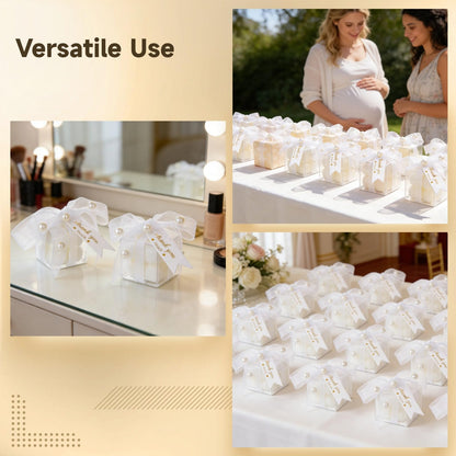 32 Pcs Mini White Bubble Candles, Gifts for Guests Bulk, Including 35 Thank You Cards, Ribbon, Stickers, Scissors, for Wedding, Bridal Shower, Baptism Favors