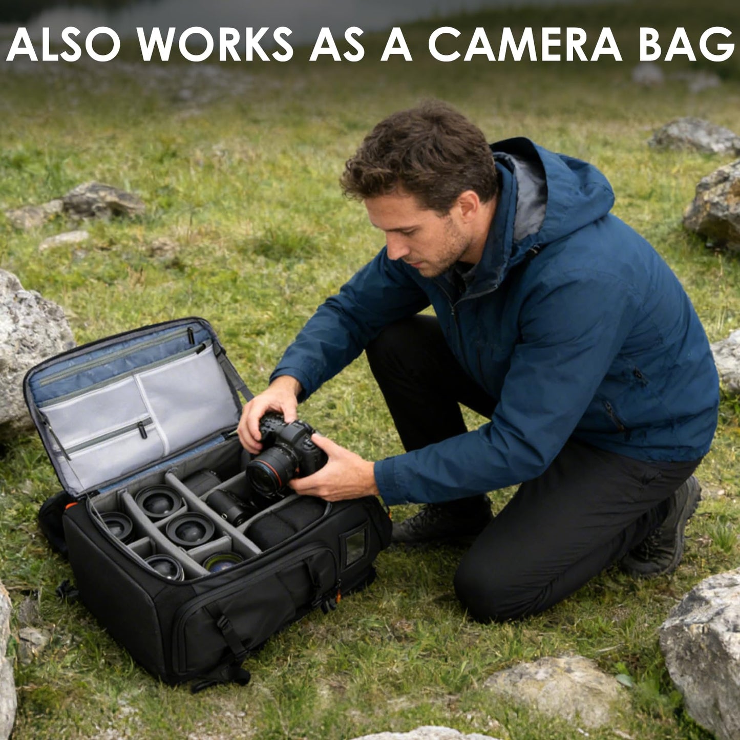 TARION FPV Drone Backpack 30L - Extra Large Camera Bag with 17in Laptop Compartment Waterproof Rain Cover - External Mounts for 7 Drones - FlightPro
