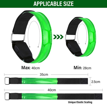 Molbory LED Bracelet USB, Pack of 4 LED Reflective Band Light Bracelet Running Bracelet Light Strip Children's Light Strips Reflective Band Light for Jogging Running Running Sports