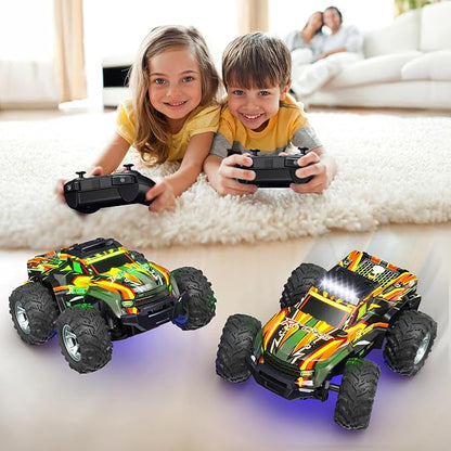 Remote Control Car for boys 1:16 Scale All Terrain RC CarsHigh Speed 25Km/h Fast Car with Colorful Led Light and spray 2x1300mAh Rechargeable Battery RC Truck Toy Car Gift for Teen Boys Girl Kids