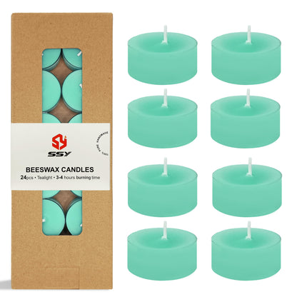 Mint Green Tea Lights Set of 24, Mint Scented Tealight Candles, Handmade Tea Candles, Long Burning Tealights for Romantic Wedding Home Decor Gift
