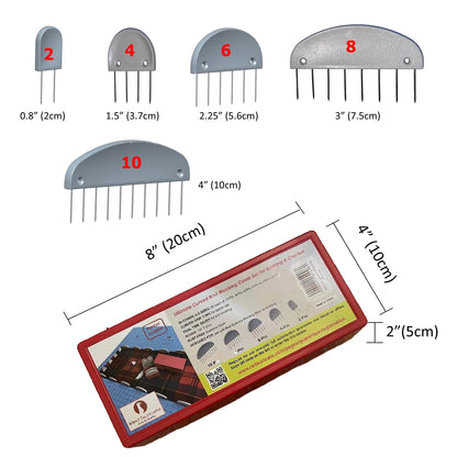 Suricata Knitting Combs - Set of 50 Curved Edge Combs with Extra 100 T-pins - Use with Blocking Mats for Knitting & Crochet Projects - Patent Pending (5 Sizes)