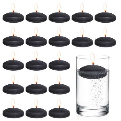 20 Pcs Floating Candles Centerpieces, 2 Inch Unscented Floating Candles Small Decoration for Valentine's Day (2 Inch, Black)