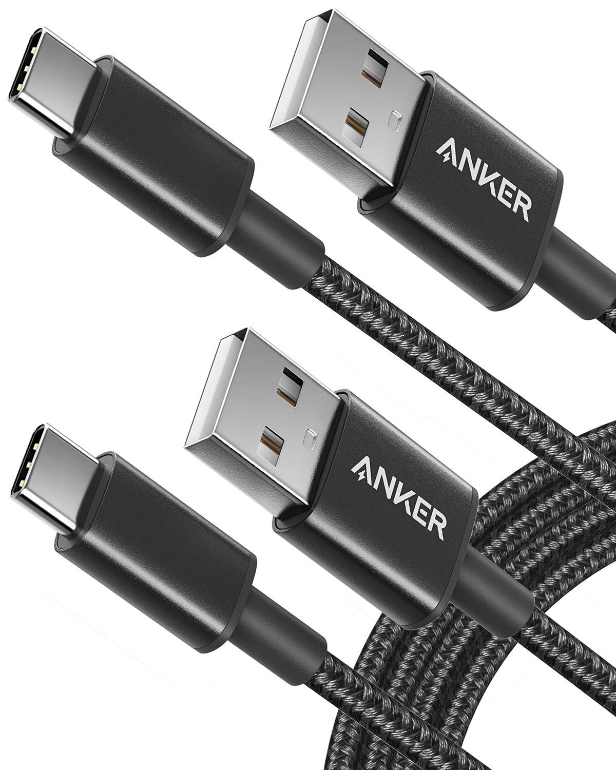 Anker Cable,[2-Pack,6 ft] Premium Nylon USB-A to USB-C Fast Charging Type C Cable,for iPhone 17 Series,Galaxy S10/Note 8,LG V20 and Other USB C Charger