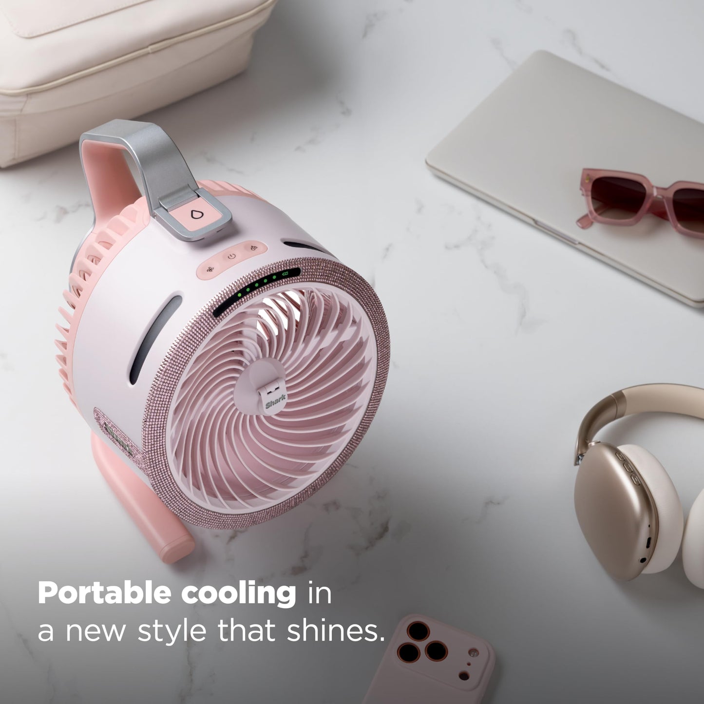 All-New Shark FlexBreeze HydroGo Pro Fan, Indoor & Outdoor Powerful Cooling Fan with Dry-Touch Mist, Portable Cordless & Corded, Long Battery Runtime, 5 Speeds, Pink Diamond, FA056PK9 (Ltd. Edition)