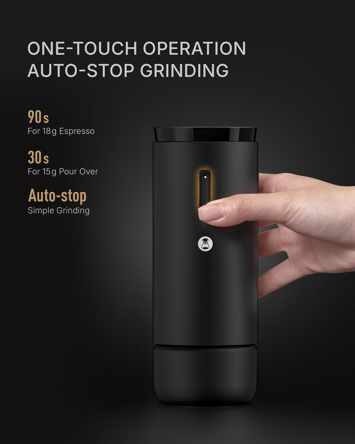 TIMEMORE Portable Conical Burr Coffee Grinder, Electric Coffee Grinder with 30 Settings, Auto-Stop & Compact Design for Home & Outdoor Use - Whirly 01S, Black