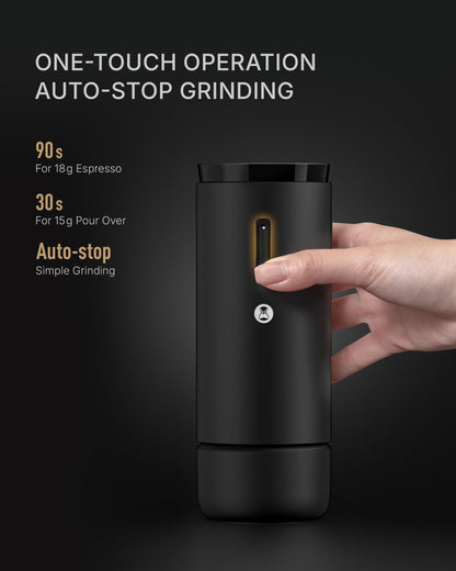 TIMEMORE Portable Conical Burr Coffee Grinder, Electric Coffee Grinder with 30 Settings, Auto-Stop & Compact Design for Home & Outdoor Use - Whirly 01S, Black