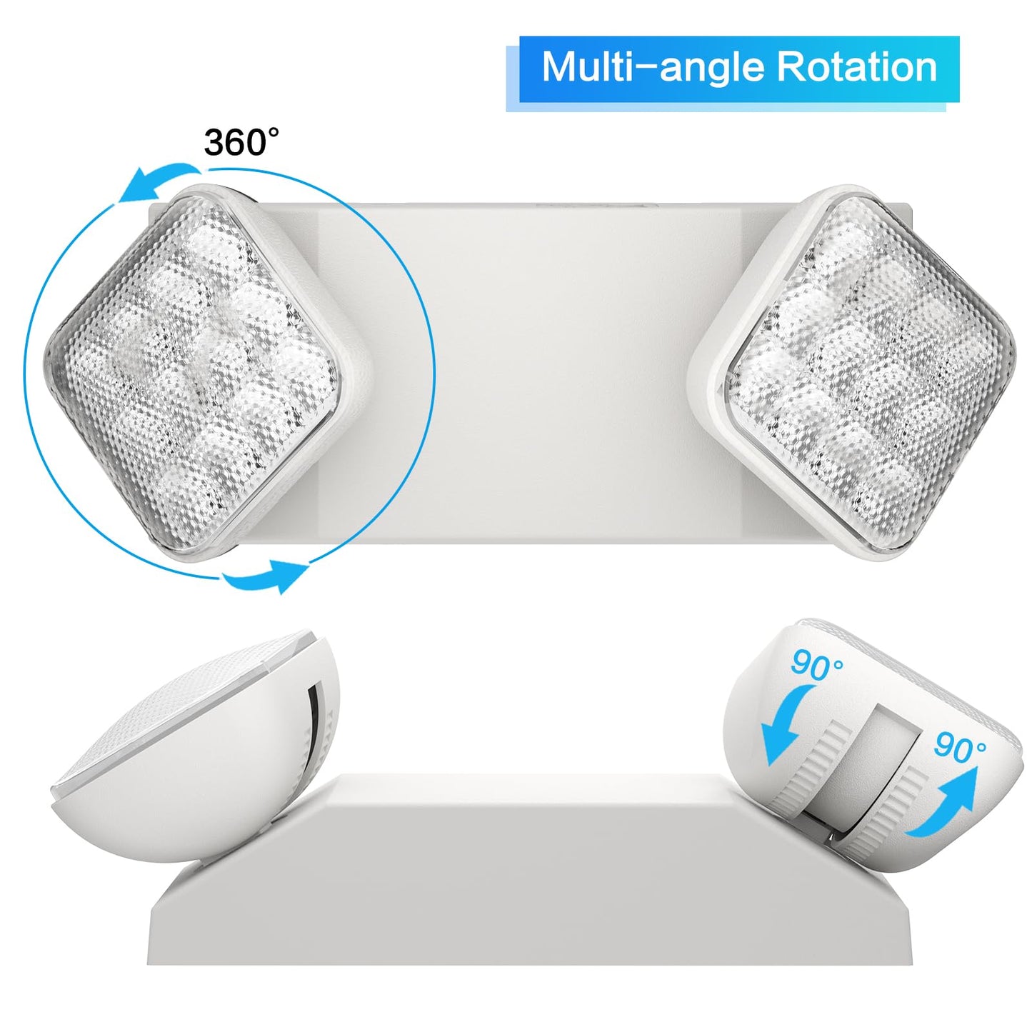 EXITLUX 4 Pack White LED Exit Sign with Emergency Lights with Battery Backup Adjustable Two Head Ultra-Bright -White Commercial Fire Safety Light for Business