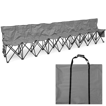 Kigley 9 Seater Folding Soccer Bench Chair Portable Team Sports Sideline Bench for Football Camp Travel Events Outdoor Seating with Storage Bag (Gray)