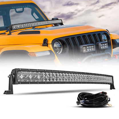 Auxbeam 42” LED Light Bar 240W LED Work Light Off Road Lights Spot Flood Combo Beam 80pcs3W Curved 5D Lens for Car SUV UTV ATV Pickup Truck with Wiring Harness