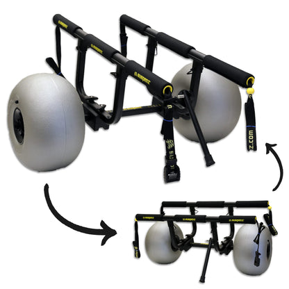 Suspenz Fishing Kayak Beach Sand Cart Trolley | Heavy Duty Canoe Carrier Trailer with Adjustable Bi-Directional Bunker Bars and Balloon Wheels | Catch-All Universal Beach Cart (22-9910)