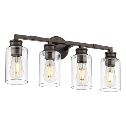 Emliviar 4-Light Vanity Light, Oil Rubbed Bronze Finish, Clear Glass Shade, Model YCE253B-4W ORB