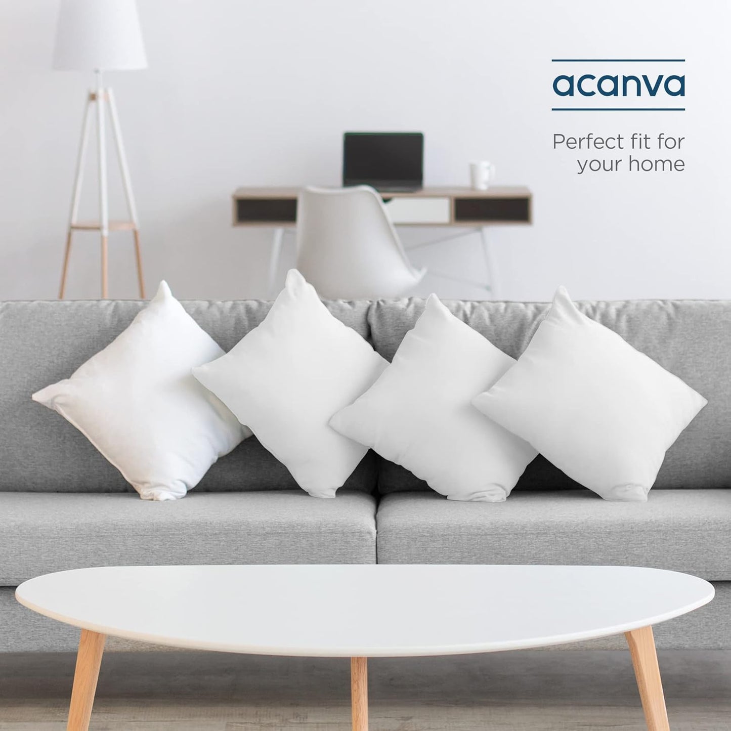Acanva Throw Pillow Inserts for Bed Couch Sofa, Ultra Soft Polyester Filling for Decorative Cushion Square Sham Form, 18"x18"-4 Pack, White 4 Count