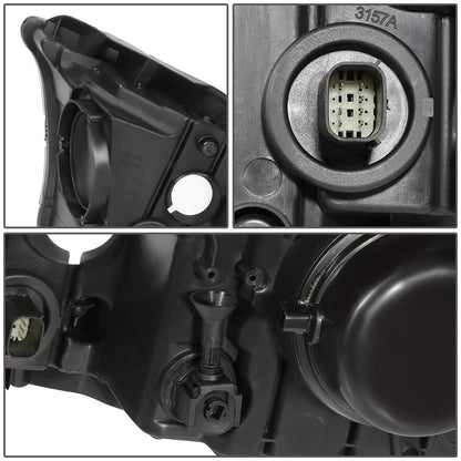 DNA Motoring HL-OH-DDUR14-BK-CL1 Pair Factory Style Projector Headlight Lamp with LED Side Marker