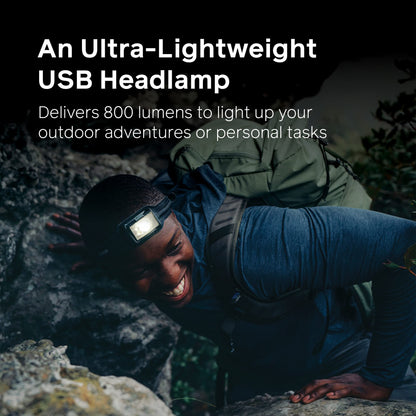 BioLite, HeadLamp 800 Pro, 800 Lumens, Ultra-Lightweight & USB Rechargeable with 8 Light Modes, Midnight Grey
