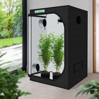 zazzy Grow Tent 60"x60"x78" Hydroponic Grow Tents Heavy Duty Dark Room Grow Reflective Mylar Grow Tent with Window & Floor Tray for Indoor Plant Growing