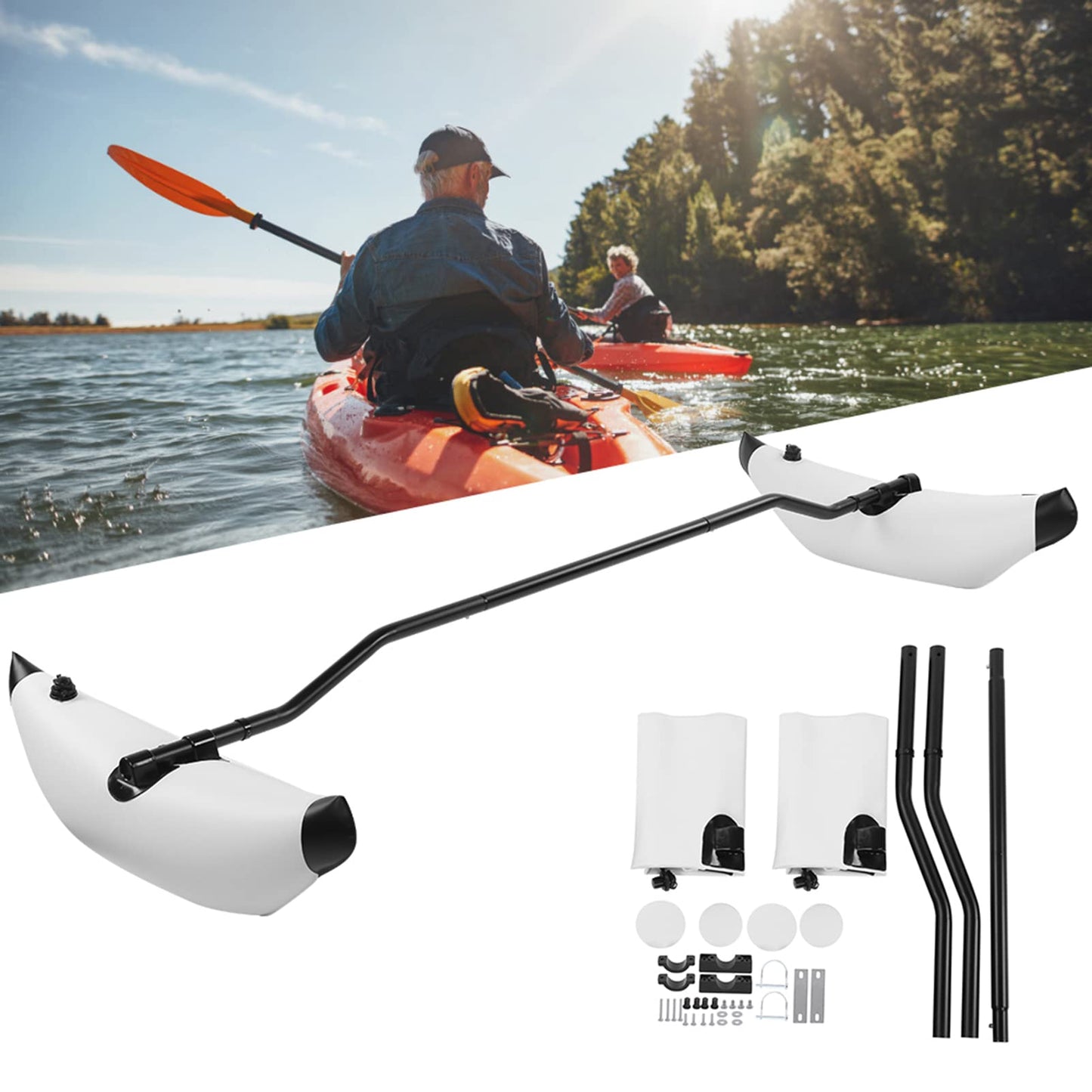 Kayak Outrigger Stabilizer , Portable PVC Higher Stability Kayak Outrigger Kit , Three Colours to Choose Inflatable Kayak Stabilizer , Easy to Install , for Floating Balancing Boat