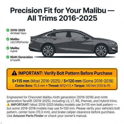 Spare Tire Kit Compatible with 2016-2025 Chevrolet Malibu | 135/70R18 Compact Donut Spare | Complete Roadside Kit Includes Scissor Jack, Lug Wrench & Storage Bag – Fits Under Trunk Floor