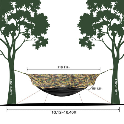 Night Cat Camping Hammock Tent: Lightweight Portable 4 in 1 Hammock with Rain Tarp and Mosquito Net for Adults Hiking Jungle Outdoor Camouflage
