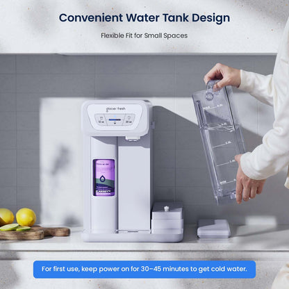GLACIER FRESH C03 Coolon Countertop Cold Water Purifier with Upgraded Elarisey™ Filtration, Zero Wastewater System, 40oz Cooling Capacity, Low Noise, Plug & Play, NSF42&53/FCC/CA65 Certified.