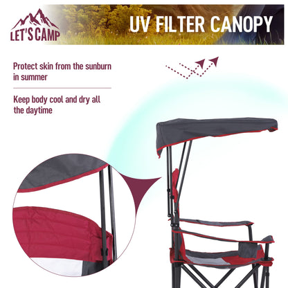 LET'S CAMP Camp Chair with Shade Canopy Folding Camping Chair with Cup Holder and Carry Bag for Outdoor Camping Hiking Beach, Heavy Duty 350 LBS,2 Pack