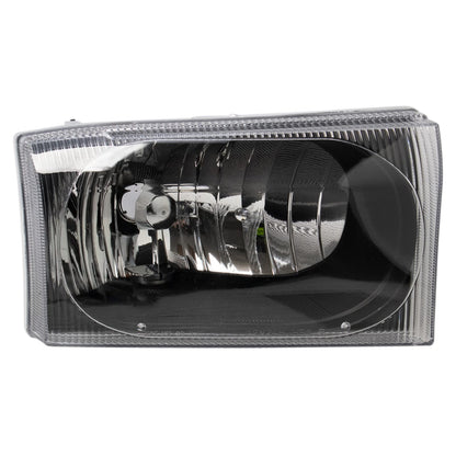 TRQ 2 Piece Headlight Assembly Set Performance Halogen Black Bezel Driver & Passenger Side Compatible with Ford Excursion 2000-2004 F250 F350 1999-2004 F450 F550 1999-2003