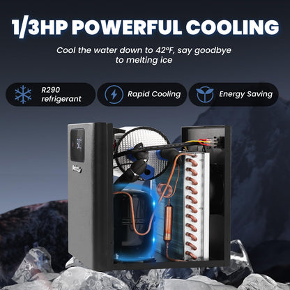 Poafamx Water Chiller for Ice Bath, 1/3 HP Cold Plunge Chiller with Built-in Filter & Water Pump, Insulated Hoses, Quiet Ice Bath Chiller for Cold Therapy Athletes Recovery Home Use 110V