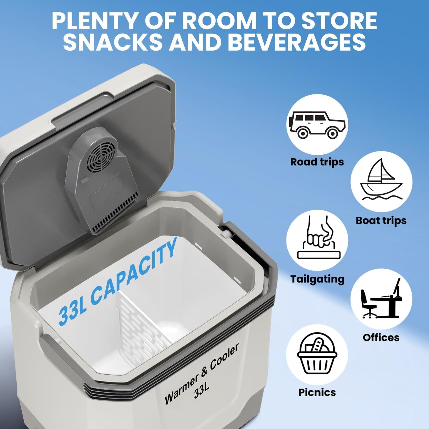 STMHOM 35QT Electric Cooler, Portable Car Refrigerator & Plug-In Cooler with 12V DC & AC Power, Travel Cooler for Camping, Road Trips, Truck Travel & Home Use, car fridge with Locking Handle