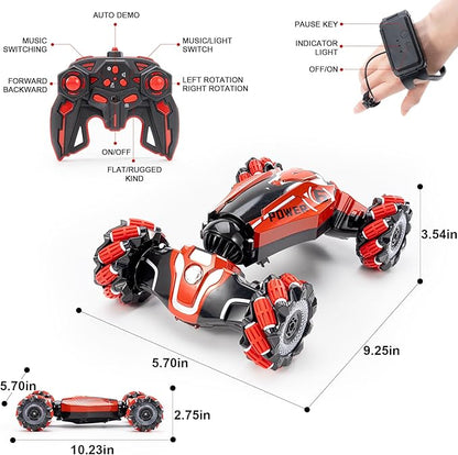 Gesture Sensing RC Stunt car 4WD Drive Watch Remote-Controlled Vehicle Bidirectional Drifting Off-Road Vehicle with Music and Lights Toys for BoysPresents for Kids 4-12 Old