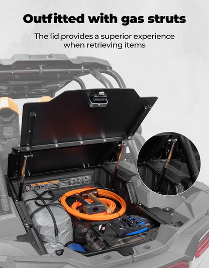 KEMIMOTO UTV Trunk Bed Enclosure,Tonneau Cover Cargo Bed Cover Compatible with Polaris RZR 1000 2014-2023, Aluminum, Hands-Free Design