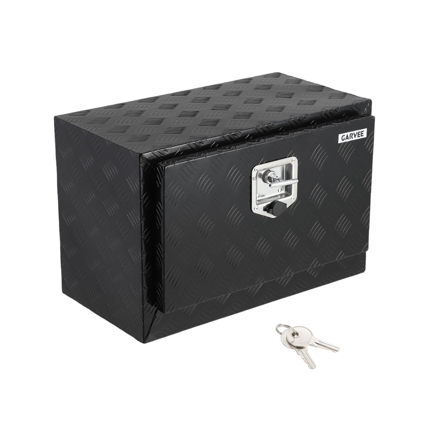 Garvee 24"x14"x16" Underbody Truck Tool Box - Heavy Duty Aluminum Diamond Plate Lockable Storage Box with T-Handle Latch & Keys, Waterproof Pickup Trailer Van Under-Vehicle Cargo Box, Black