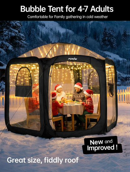 Porayhut Pop Up Greenhouse Tent,Portable Large Walk-in Plant House 10’X10’ ,Indoor Outdoor Gardening Plant Sunshine Room with PVC Mesh Cloth Cover for Protecting Plant from Cold Frost & Birds