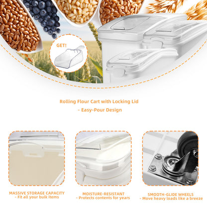 WELKOR Ingredient Storage Bin,21 Gallon Dispenser Bin with Scoop for Dry Food, Sugar, Baking Supplies,Kitchen Rice Cereal Flour Bin,BPA Free,Pet Food Storage Container,Dog Cat Birds Food (21 Gallon)