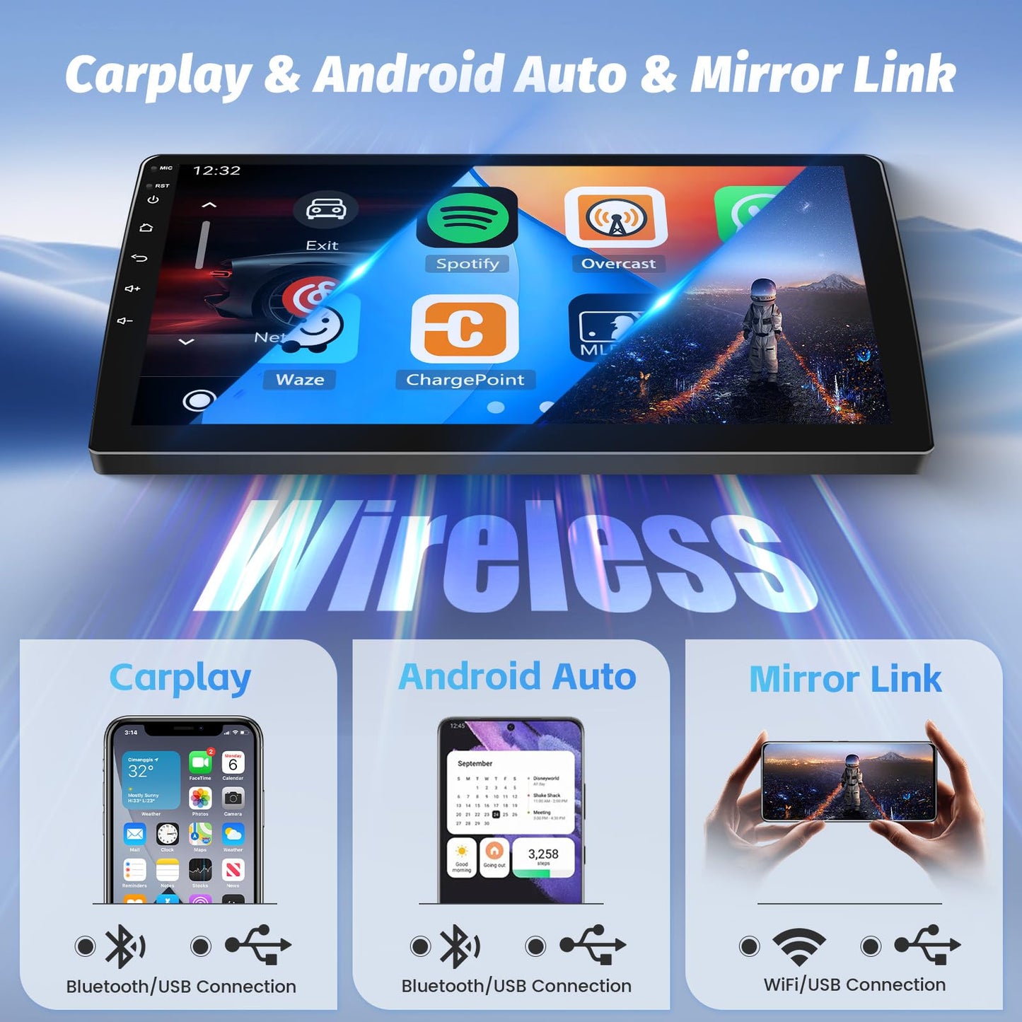 [8 Cores 4+64G] Android 15 Radio for Toyota Corolla EX 2005-2012, 9'' 1280*720 Touchscreen Upgrade with Wireless CarPlay, Android Auto, GPS Navigation, 5GHzWiFi, 32EQ, DSP, Bluetooth5.0, Mirror Link