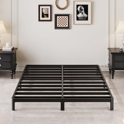 Lutown-Teen 7 Inch Low Profile King Bed Frame with Rounded Corner Legs, 2000 LBS Heavy Duty Metal King Size Platform Bed Frame No Box Spring Needed, Easy Assembly, Black