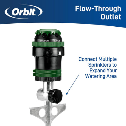 Orbit H2O-Six Gear-Drive Sprinkler - Customizable Lawn Watering Coverage | Durable Metal T-Spike Design - 58573