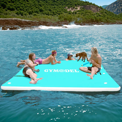 Inflatable Floating Dock, 6/8/10ft Swim Platform Floating Dock for Lakes, Non-Slip Air Dock Platform for Adults, Air Dock Platform with Detachable Ladder&Portable Carrying Bag, for Pool Beach Ocean