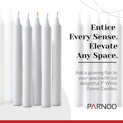 Tapered Candles - 80 Bulk Set of 6” Sticks - 5 Hours Clean, Long-Burning White Candlesticks - Dripless Unscented & Hand-Dipped Tall Candles for Dinners - White Taper Candles by PARNOO